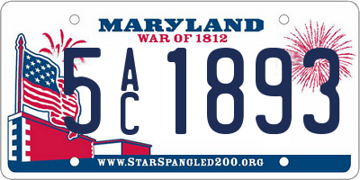 MD license plate 5AC1893