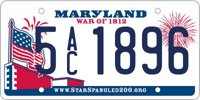MD license plate 5AC1896