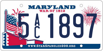 MD license plate 5AC1897