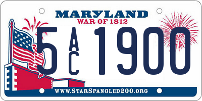 MD license plate 5AC1900