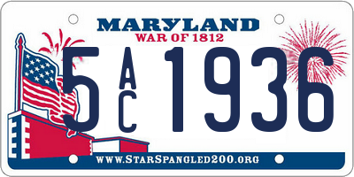MD license plate 5AC1936