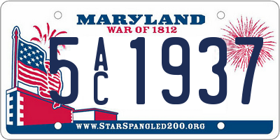 MD license plate 5AC1937