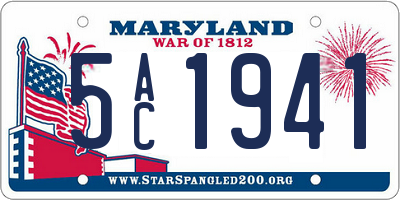 MD license plate 5AC1941