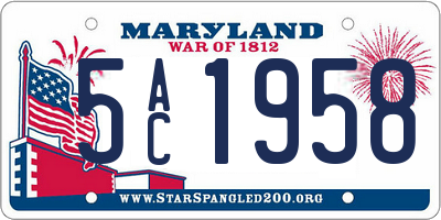 MD license plate 5AC1958