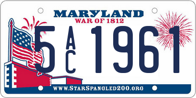 MD license plate 5AC1961