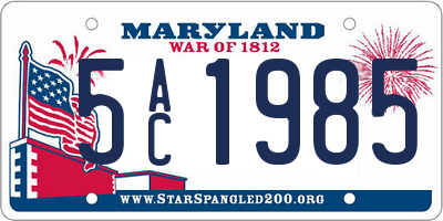 MD license plate 5AC1985