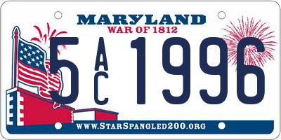 MD license plate 5AC1996