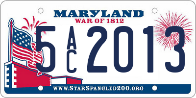 MD license plate 5AC2013