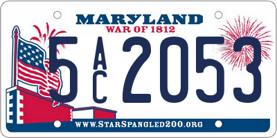 MD license plate 5AC2053