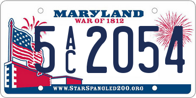 MD license plate 5AC2054