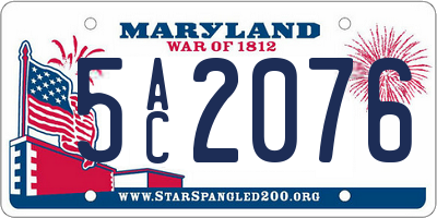 MD license plate 5AC2076