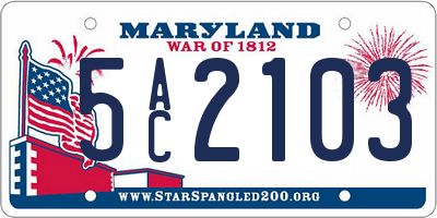 MD license plate 5AC2103