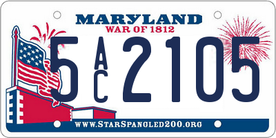 MD license plate 5AC2105