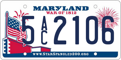 MD license plate 5AC2106
