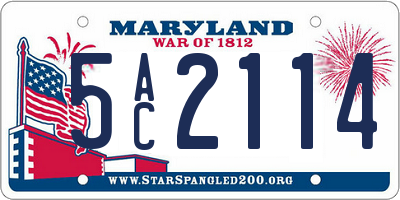 MD license plate 5AC2114