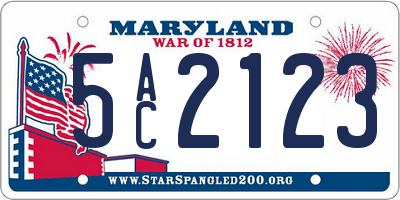 MD license plate 5AC2123