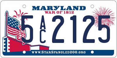 MD license plate 5AC2125