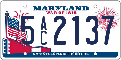 MD license plate 5AC2137