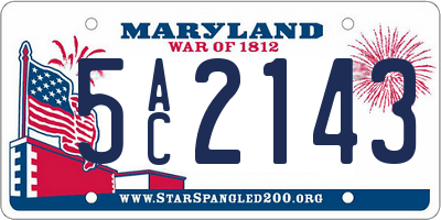 MD license plate 5AC2143