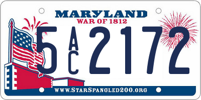 MD license plate 5AC2172