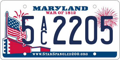 MD license plate 5AC2205