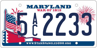 MD license plate 5AC2233
