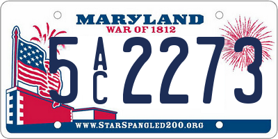 MD license plate 5AC2273