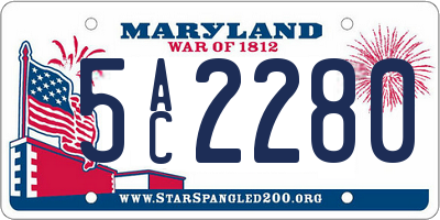 MD license plate 5AC2280