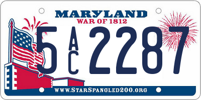 MD license plate 5AC2287