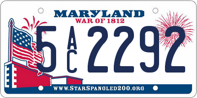 MD license plate 5AC2292