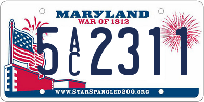 MD license plate 5AC2311