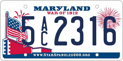 MD license plate 5AC2316