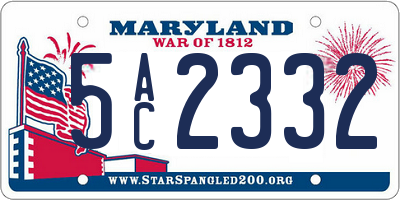 MD license plate 5AC2332