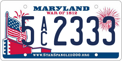 MD license plate 5AC2333