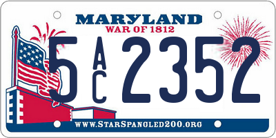 MD license plate 5AC2352