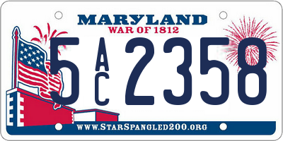 MD license plate 5AC2358