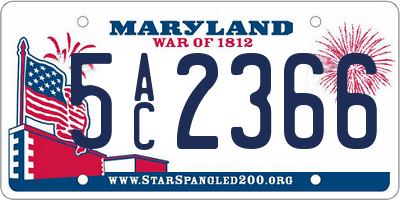 MD license plate 5AC2366