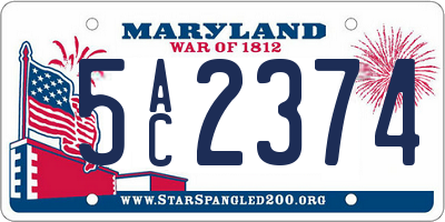 MD license plate 5AC2374
