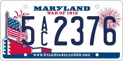 MD license plate 5AC2376
