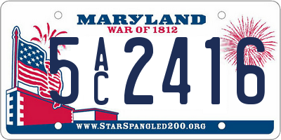 MD license plate 5AC2416