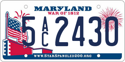 MD license plate 5AC2430