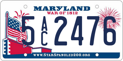 MD license plate 5AC2476
