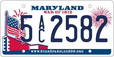 MD license plate 5AC2582
