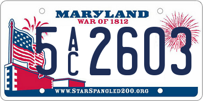 MD license plate 5AC2603