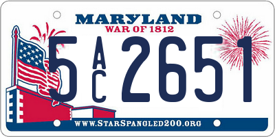 MD license plate 5AC2651