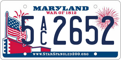 MD license plate 5AC2652