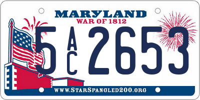 MD license plate 5AC2653