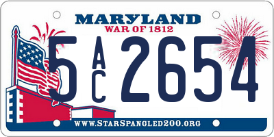 MD license plate 5AC2654