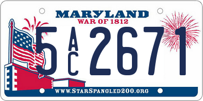 MD license plate 5AC2671