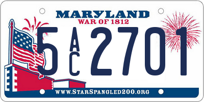 MD license plate 5AC2701